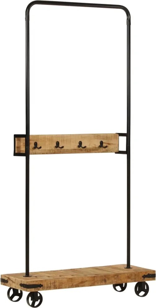 vidaXL Suport pentru haine cu roți 90x35x190cm lemn masiv mango & fier