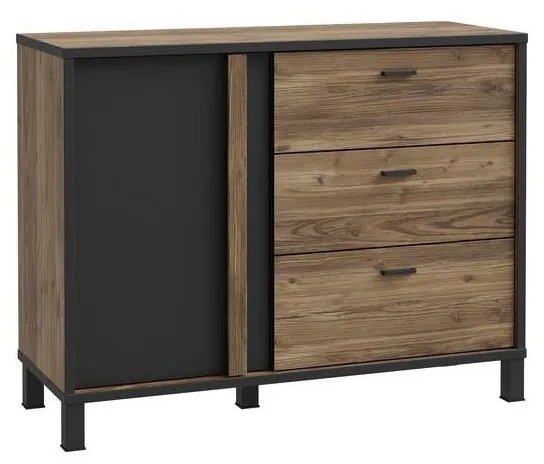 Comodă OREN cu sertare, maro/negru