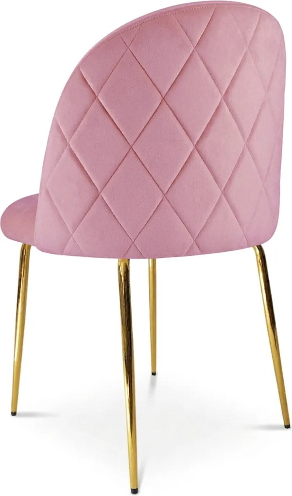 Scaun de masa INCA VELVET cu picioare aurii, roz