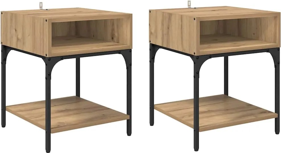 vidaXL Noptieră 2 pcs Stejar Artizanal 40 x 40 x 50 cm Lemn compozit