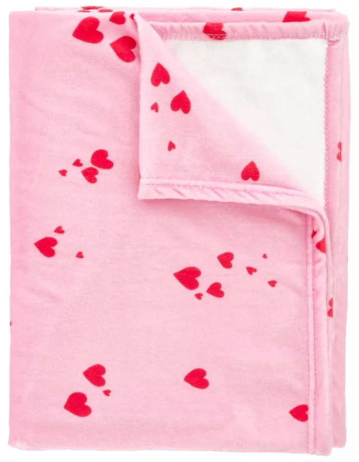 Pătură roz din polar/fleece 200x240 cm Heart – Catherine Lansfield