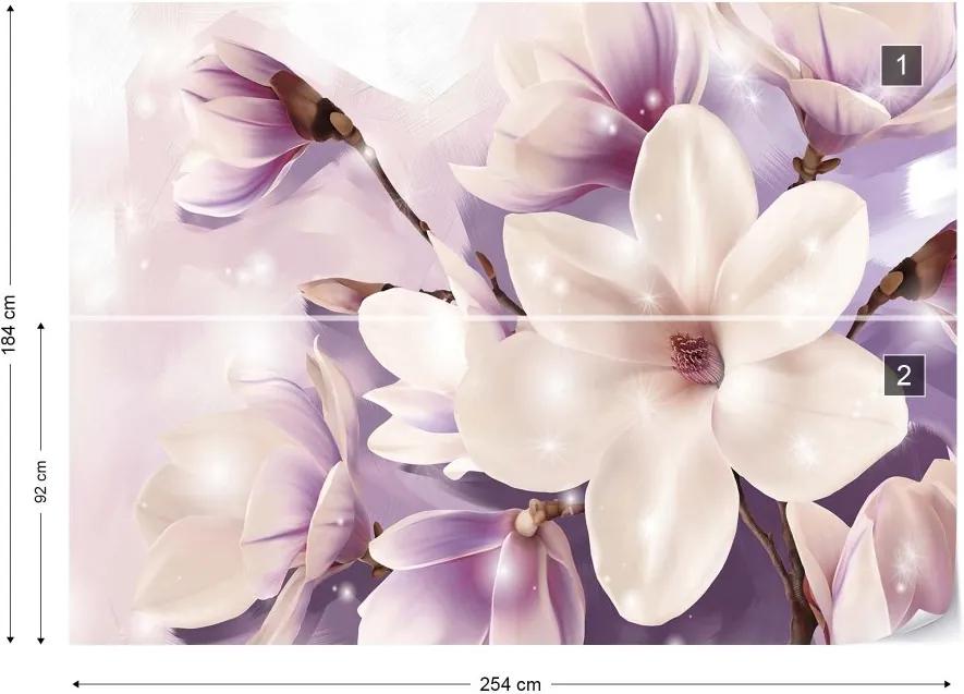 Fototapet GLIX - Magnolia Flowers Purple + adeziv GRATUIT Tapet nețesute - 254x184 cm