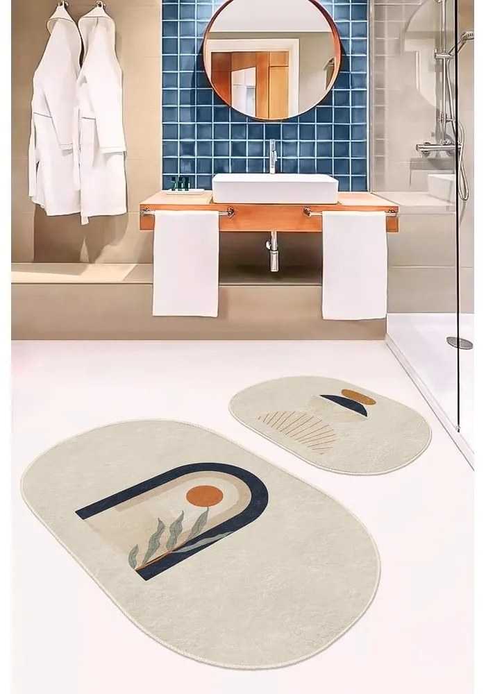 Covorașe de baie bej în set de 2 buc. 100x60 cm - Minimalist Home World