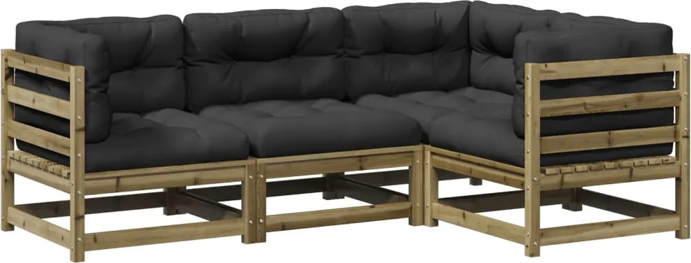 vidaXL Set canapele de grădină cu perne, 4 piese, lemn de pin tratat