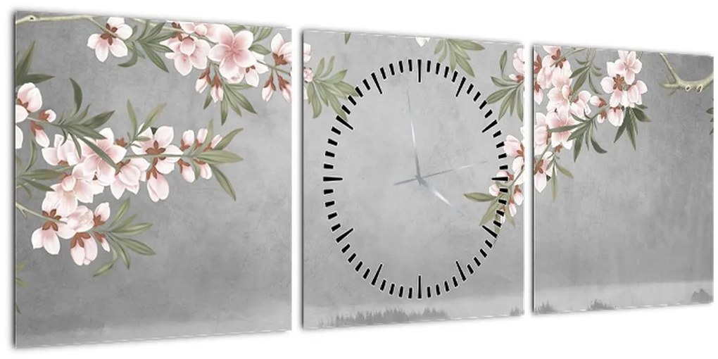 Tablou - Peisaj cu lună (cu ceas) (90x30 cm)