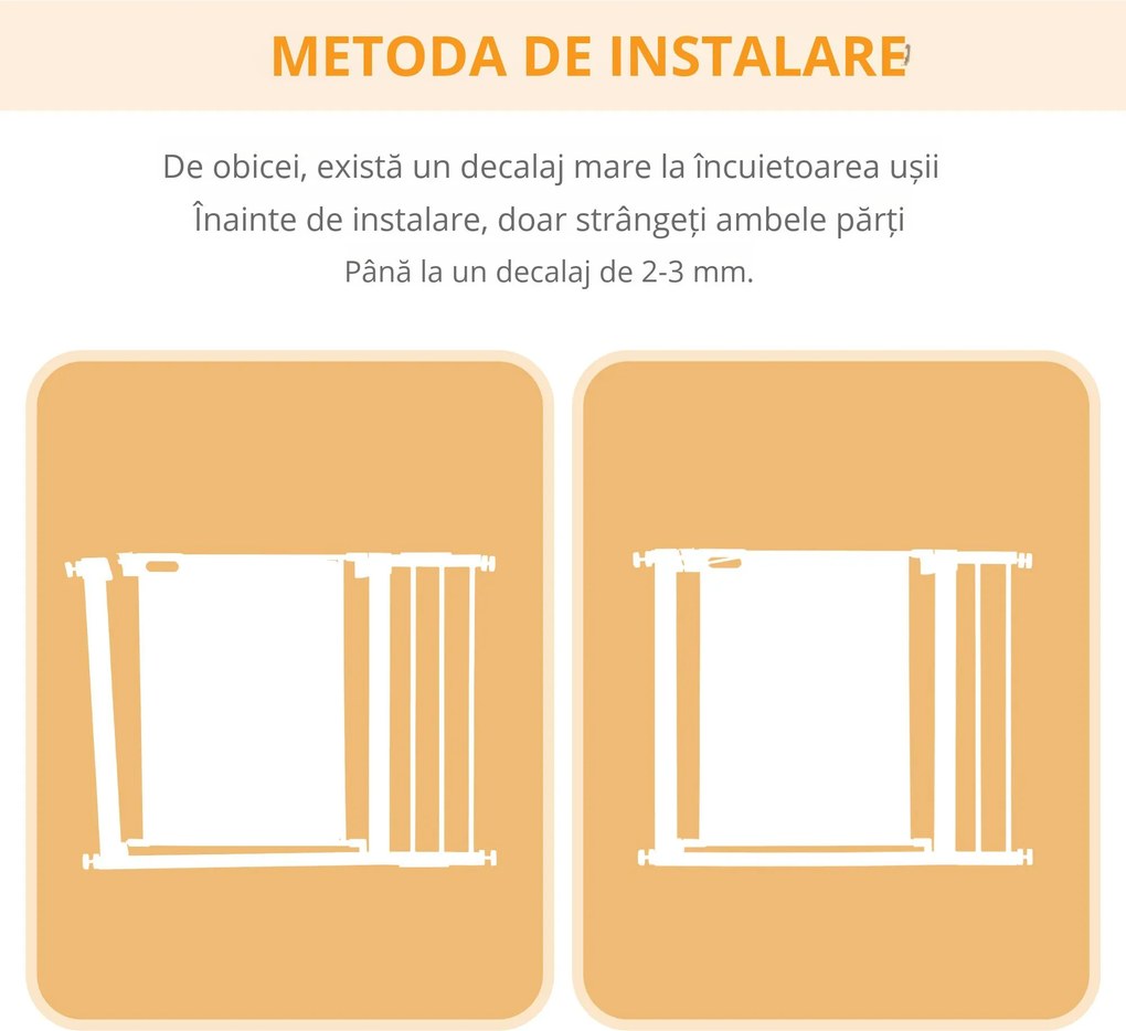 PawHut Barieră Extensibilă pentru Câini cu Închidere Automată din Oțel și ABS, 75-103x76 cm, Gri | Aosom Romania