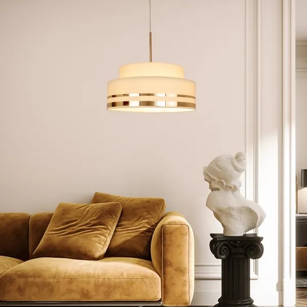 Lustră pe cablu TAMI 1xE27/60W/230V bej/auriu