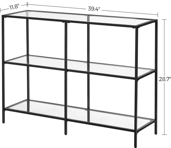 Consola Cu 3 Etaje, Cadru Metalic, Negru, 100 X 30 Cm