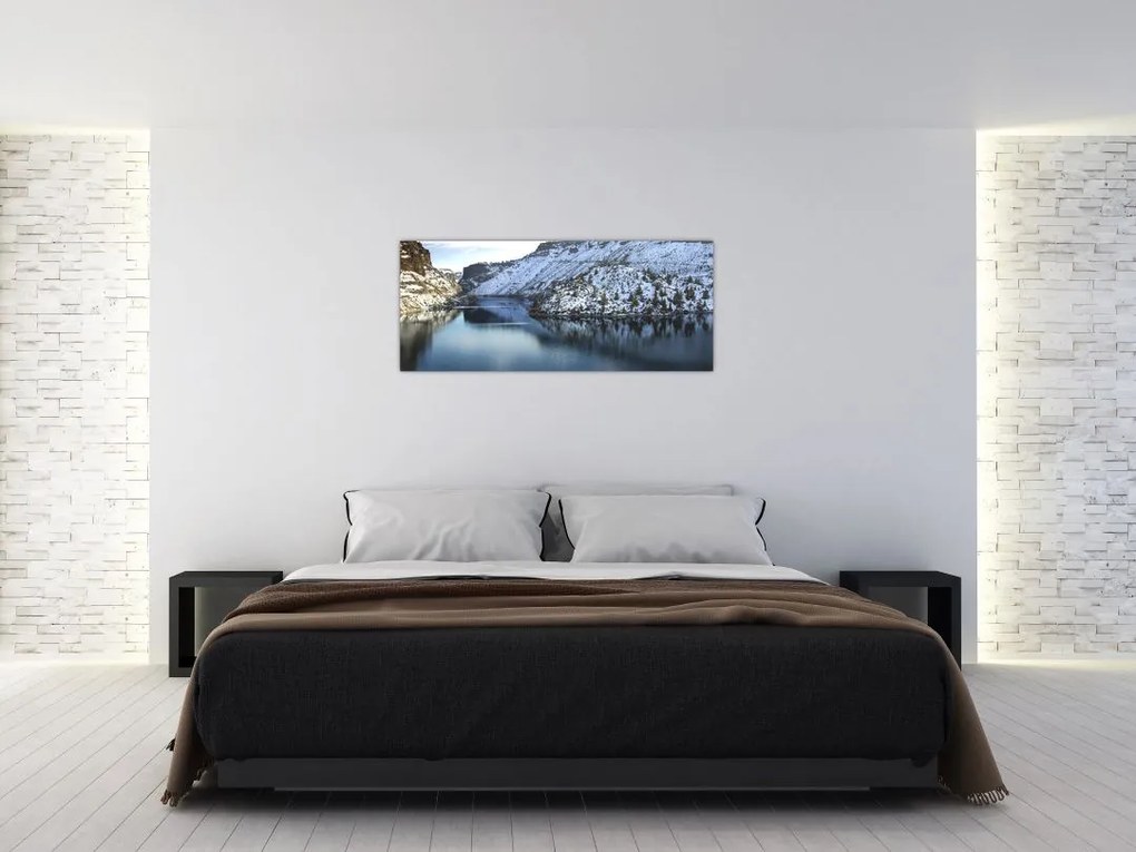 Tablou - peisaj de iarnă cu lac (120x50 cm)