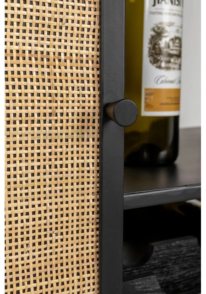 Dulap vinotecă din ratan negru pentru 16 sticle, 80x175 cm Guuji - White Label