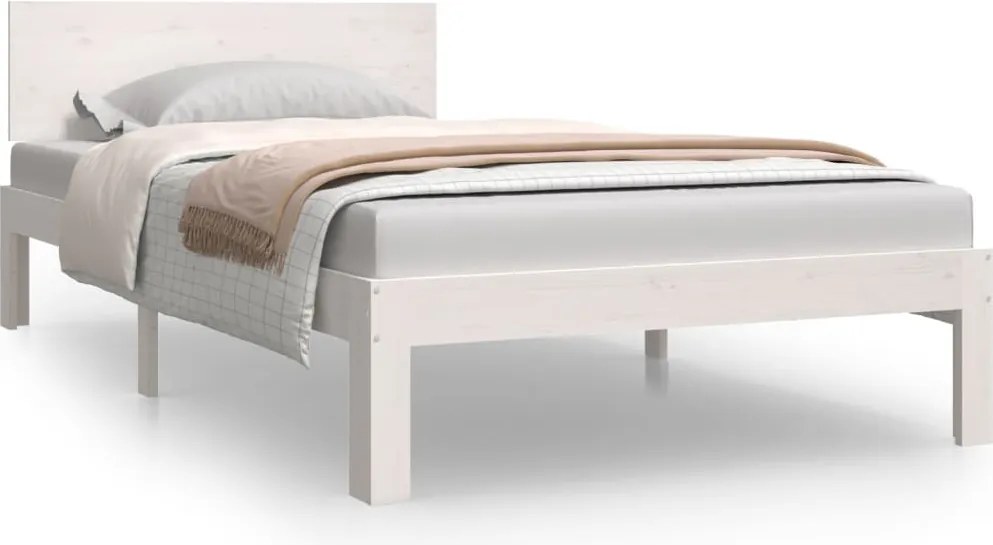 vidaXL Cadru de pat, alb, 100x200 cm, lemn masiv de pin