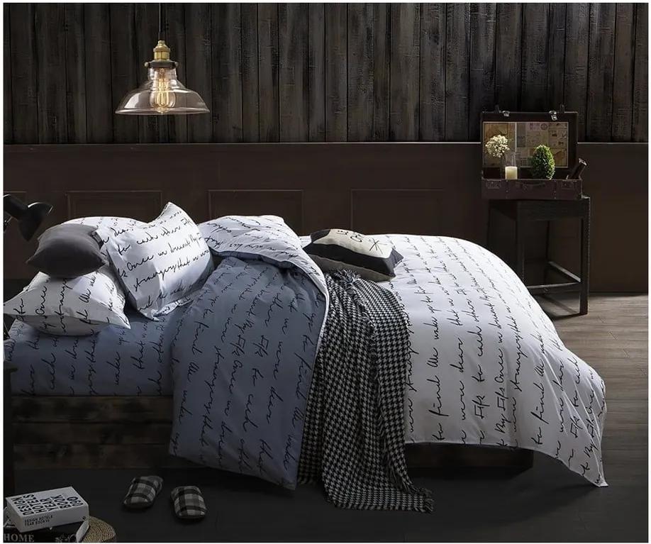 Lenjerie de pat pentru 1 persoană DecoKing Basic Poem Dark, 135 x 200 cmm