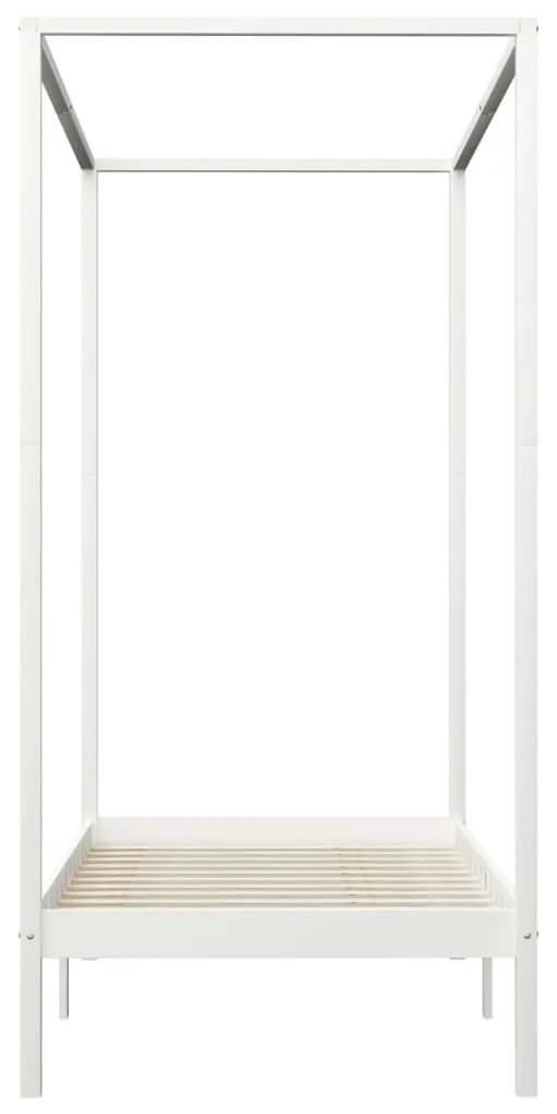 Cadru pat cu baldachin, alb, 90x200 cm, lemn masiv pin Alb, 90 x 200 cm