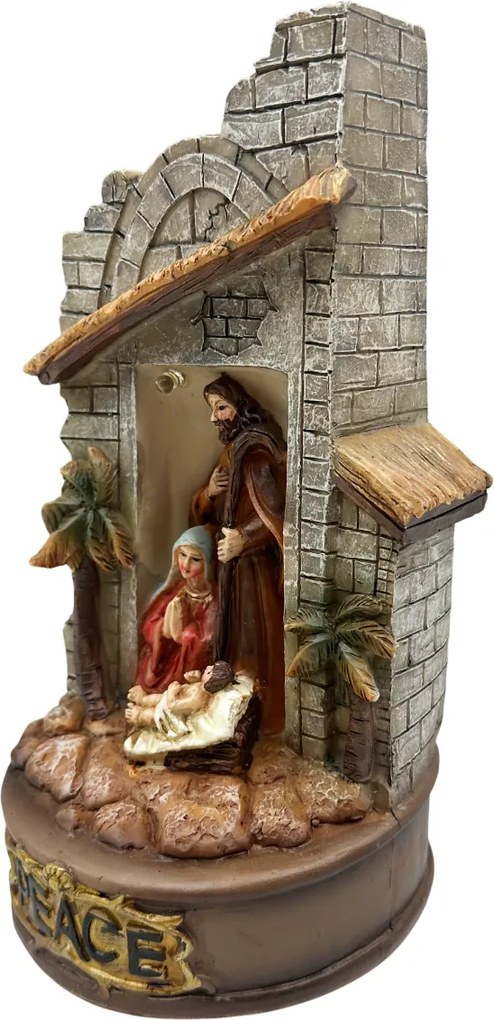 Decor Craciun - Scena religioasa NATIVITY, Muzica si LED, 20cm