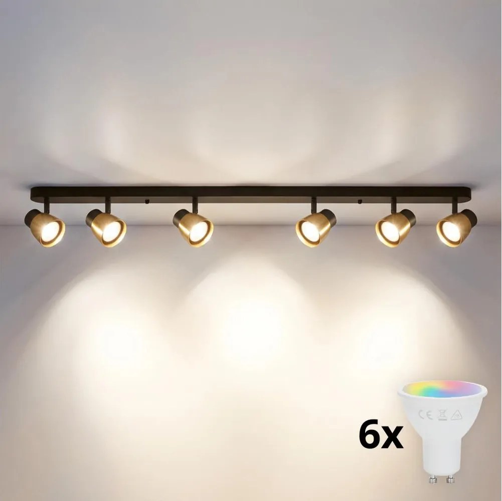 Brilagi - Spot LED RGBW dimabil NUGGET 6xGU10/6W/230V negru/auriu