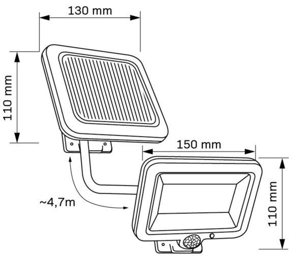 Proiector solar LED cu senzor DUO LED/1W/3,7V 1200 mAh IP44