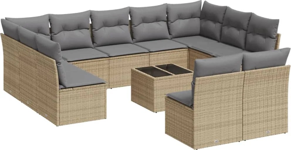 vidaXL Set canapele de grădină cu perne, 12 piese, bej, poliratan