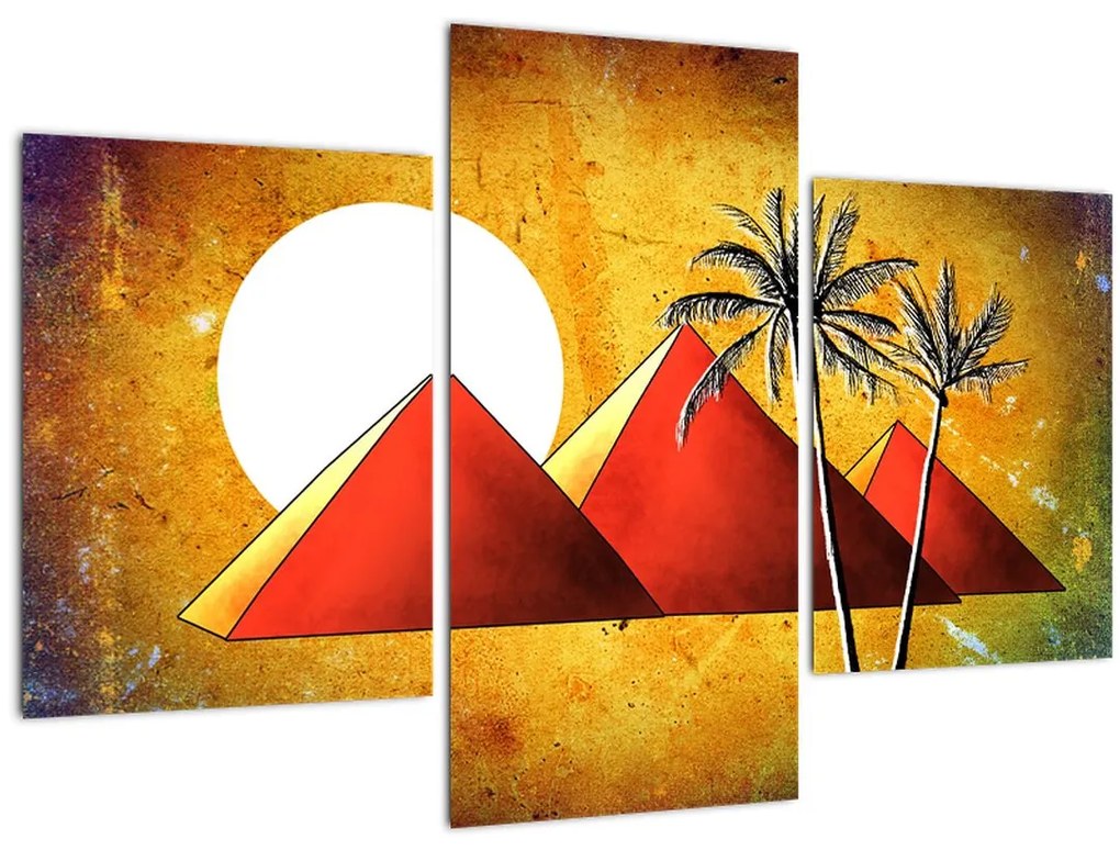 Tablou cu piramidele egiptene pictate (90x60 cm)