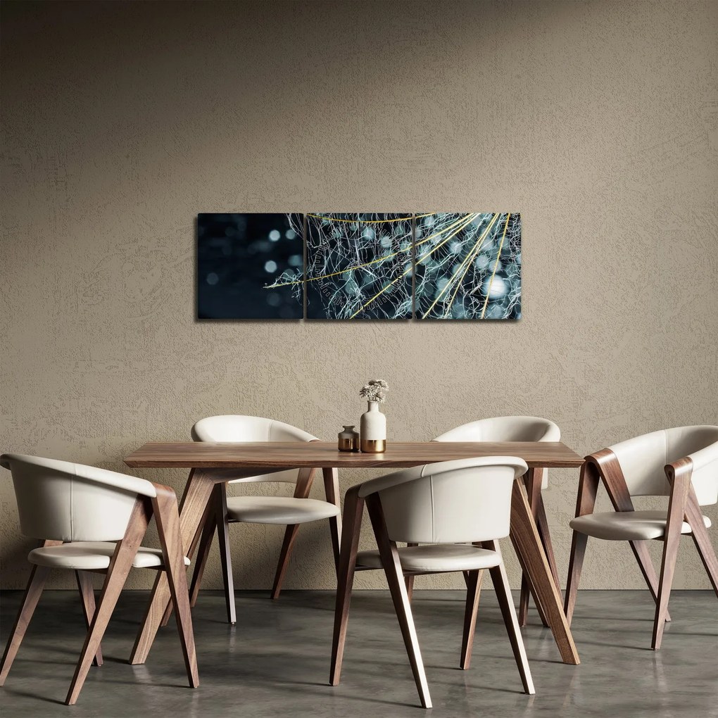Tablou - Floare cu pânză de pâianjen (cu ceas) (90x30 cm)