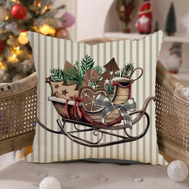 Husa de perna de Craciun SLEIGH 45x45 cm, bej