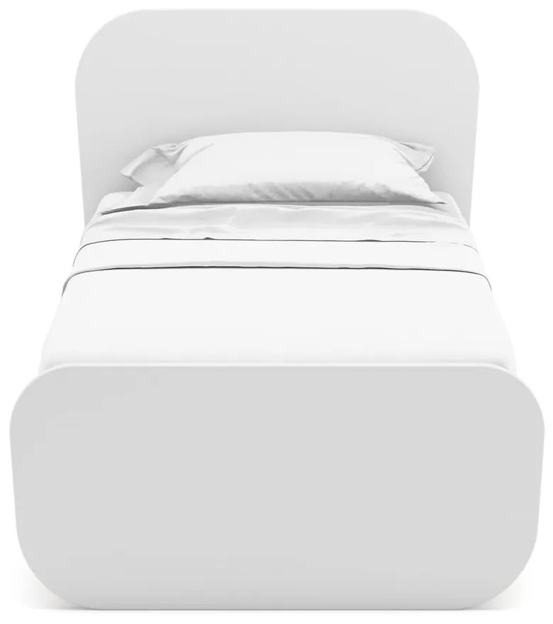 Pat pentru copii alb cu aspect de lemn de pin cu somieră 90x190 cm Esteban – Marckeric