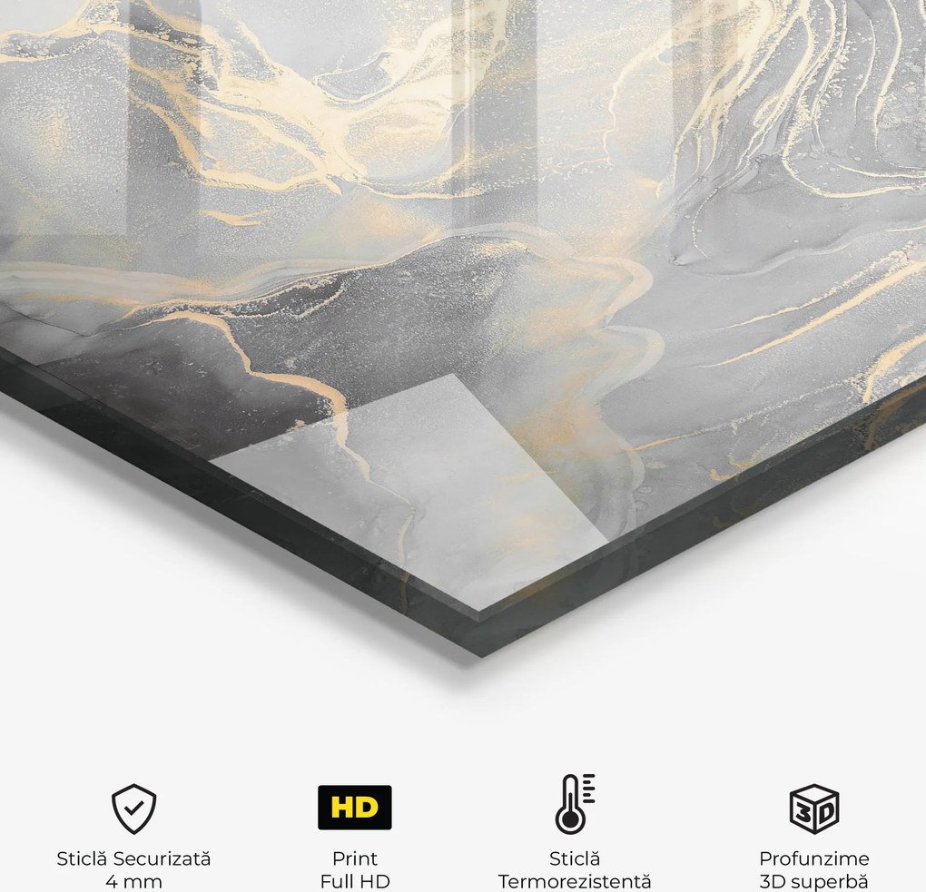 Panou Sticla Bucatarie, 60x150cm, Protectie aragaz, Antistropi, Termorezistent, Abstracte, Marble, Abstract Illusion