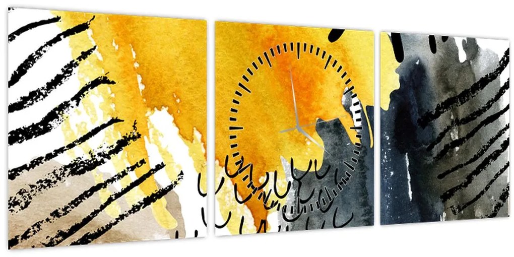 Tablou - Acuarelă abstractă (cu ceas) (90x30 cm)