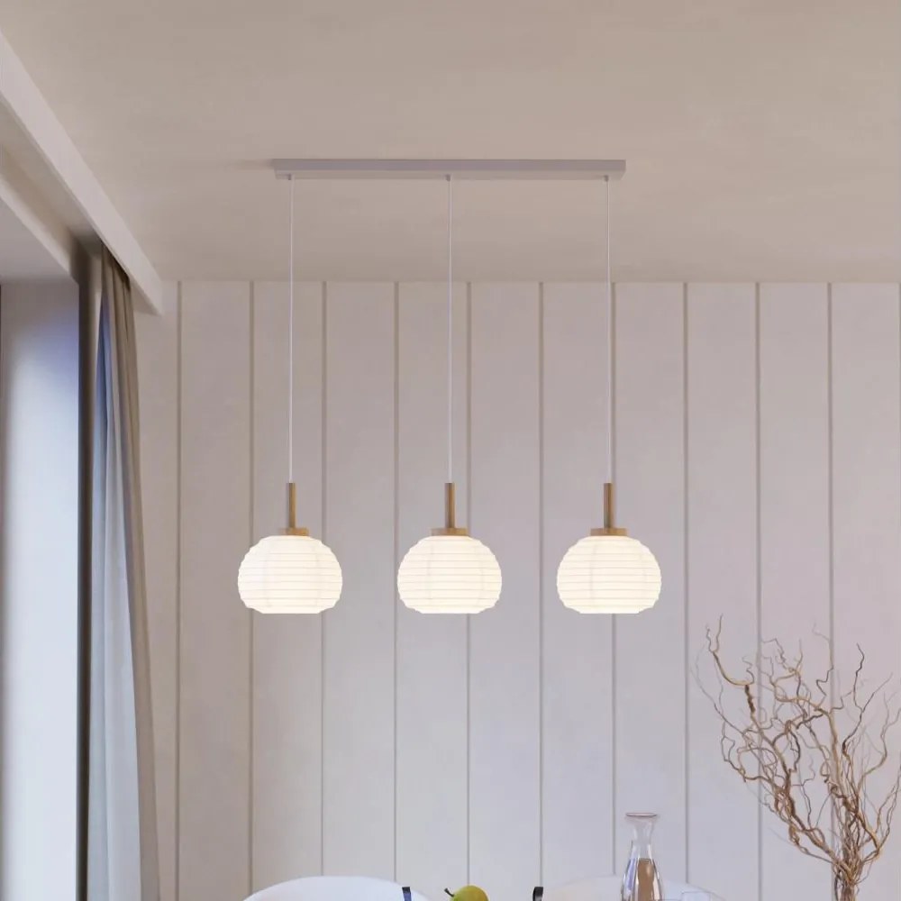 Eglo 44066 - Lustră suspendată SUMMERHILL, 3xE27/40W/230V, alb/bej