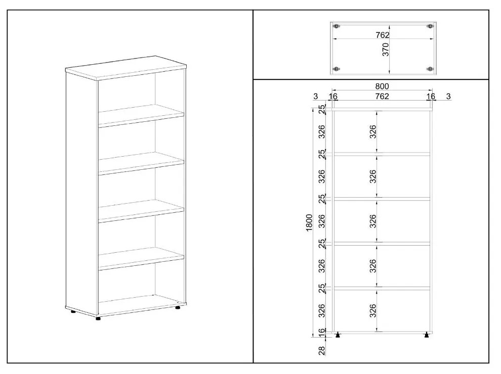 Dulap înalt SimpleOffice 80 x 40 x 180 cm, cireș