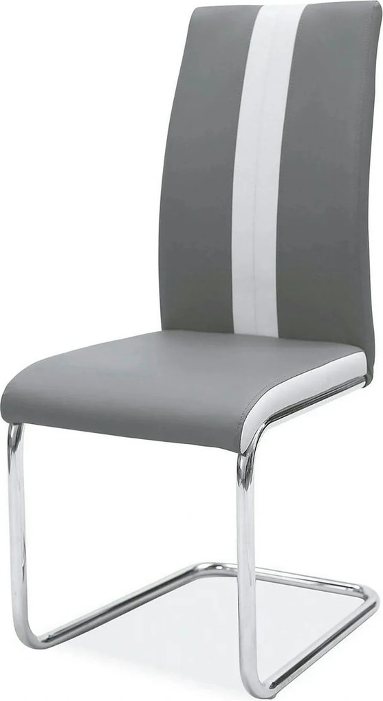 Scaun tapitat H200, gri/crom, piele ecologica/metal, 42X42X98 cm