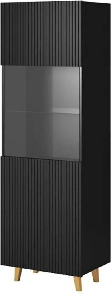 Vitrina PAFOS, negru, PAL laminat/sticla, 60x40x182 cm