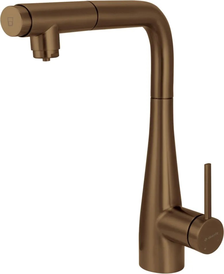 🚰 Baterie bucătărie ERIDAN, cu racord filtru de apă & pipă extractibilă, finisaj bronz periat – Cod BRE_C75M