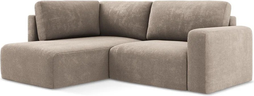 Colțar bej extensibil/cu spațiu de depozitare cu tapițerie din chenille (cu colț pe partea stângă/în formă de ”L”) Kona – Makamii