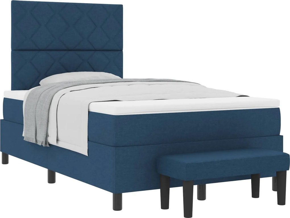 vidaXL Pat cu arcuri cu saltea albastru 120 x 200 cm țesătură