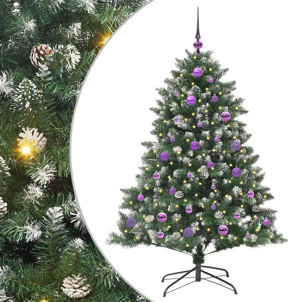 vidaXL Brad de Crăciun artificial Verde 150 cm PVC și Plastic și Oțel