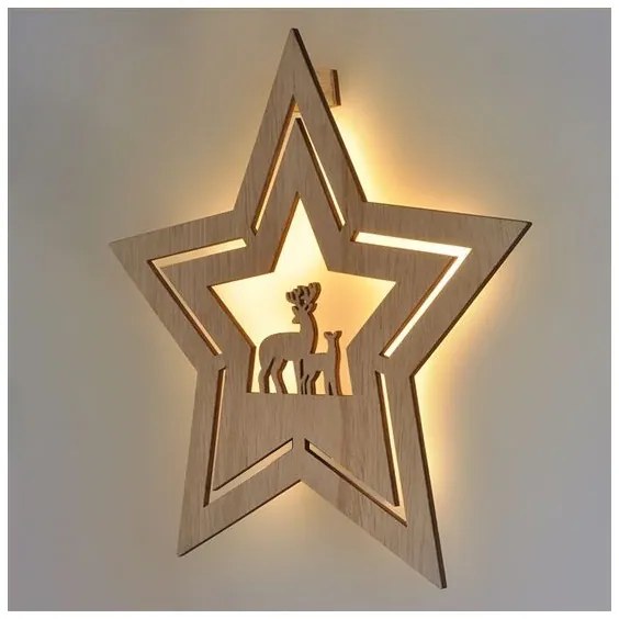 Decorațiune LED de Crăciun LED/2xAA lemn stea Solight 1V261