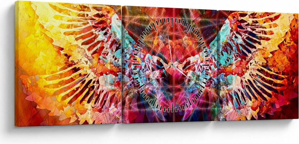 Tablou - Merkaba cu aripi, abstracție (cu ceas) (90x30 cm)
