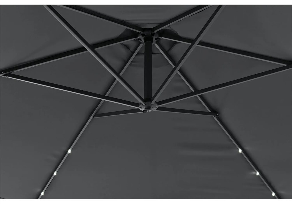 Juskys Umbrelă de soare LED Brazilia 3,5 m - gri închis