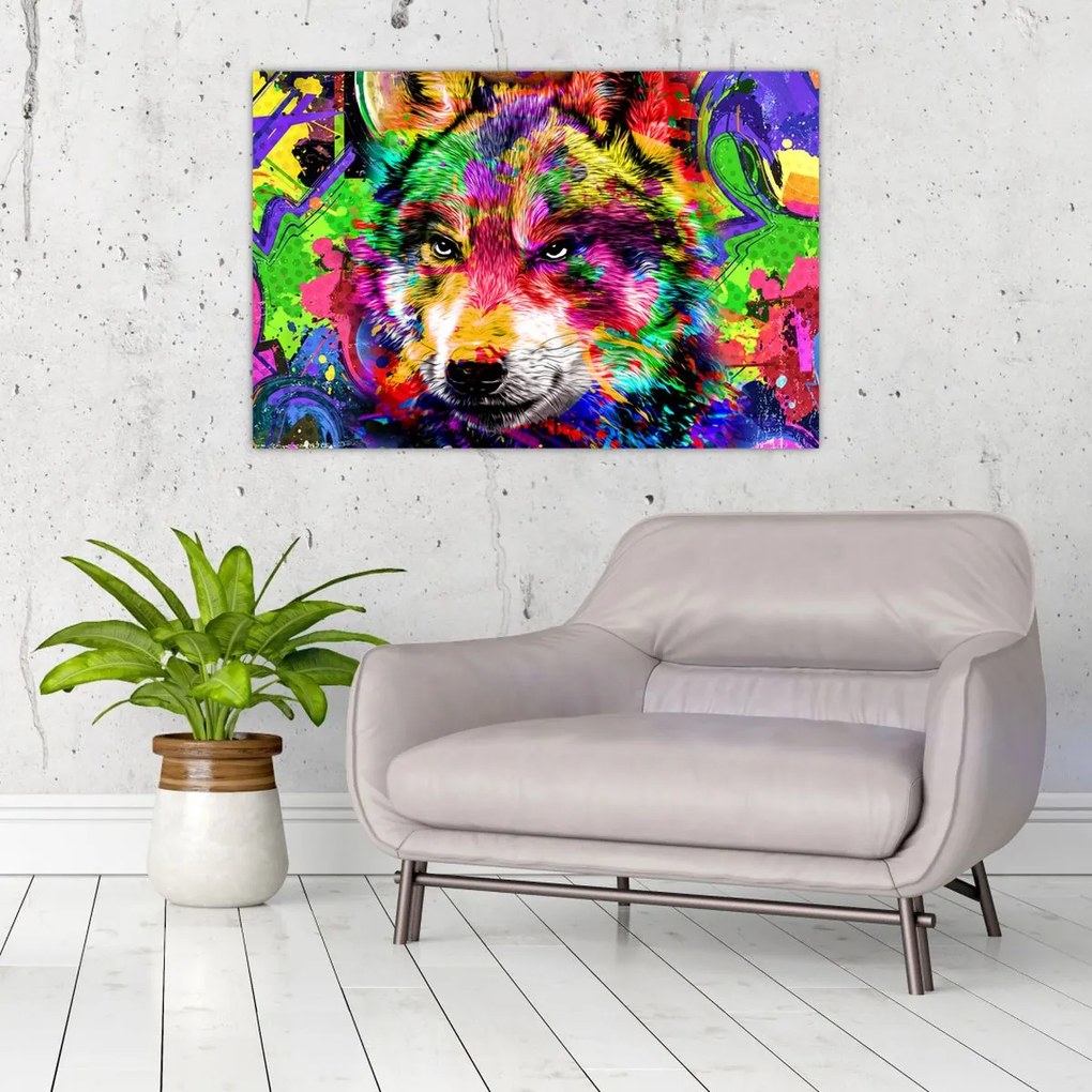 Tablou - Lupul cu graffiti (90x60 cm)