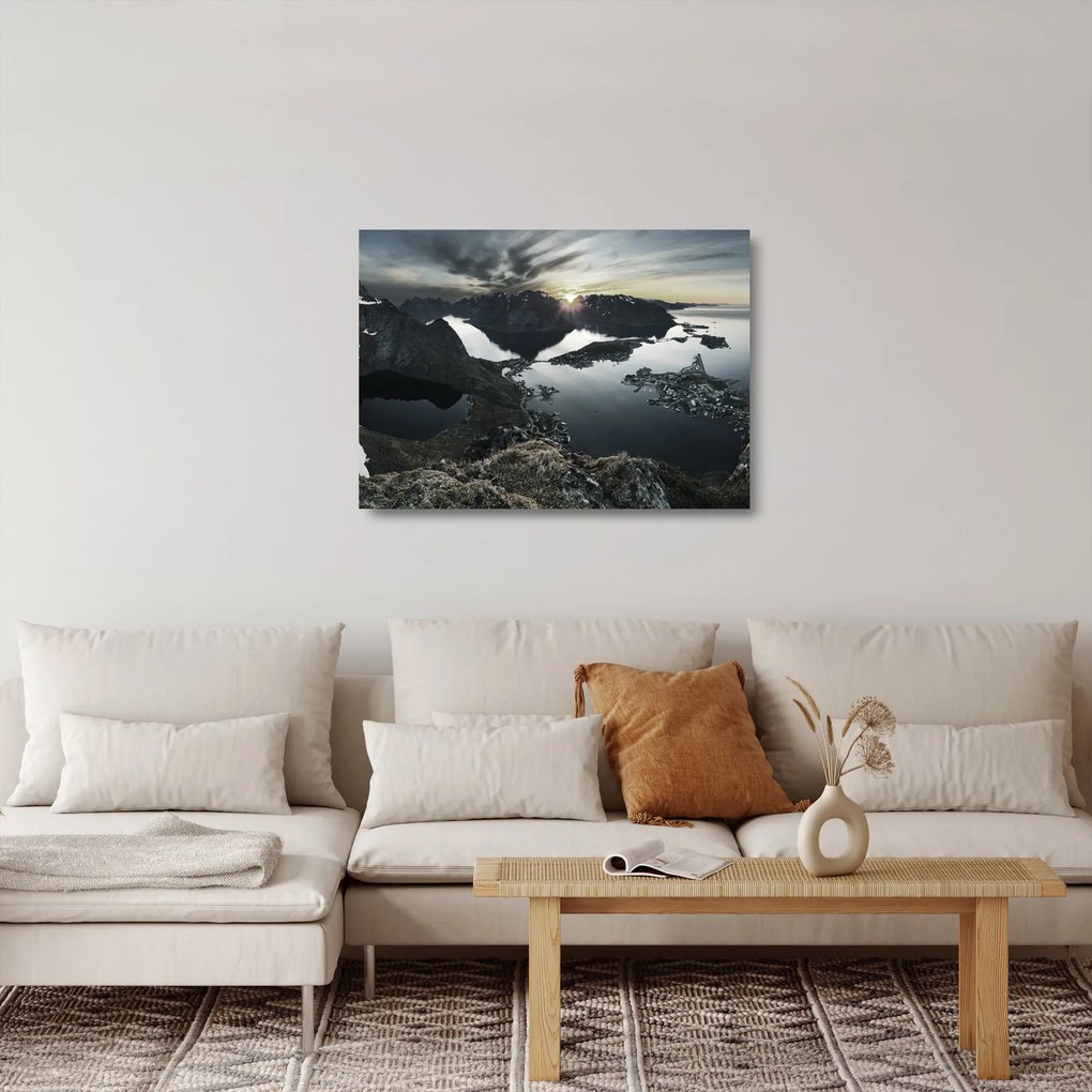 Tablou pe sticlă - Munții norvegieni (70x50 cm)