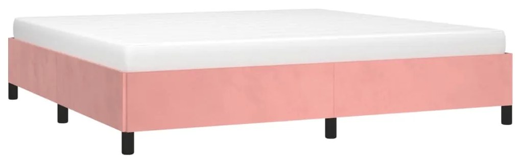 Cadru de pat, roz, 200x200 cm, catifea Roz, 35 cm, 200 x 200 cm