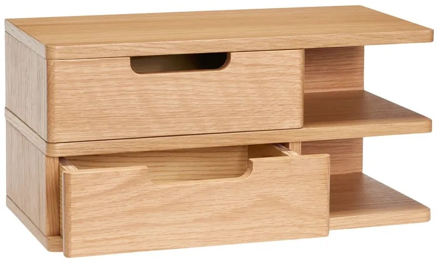 Noptieră în culoare naturală suspendată/cu rafturi cu aspect de lemn de stejar Öppen – Hübsch