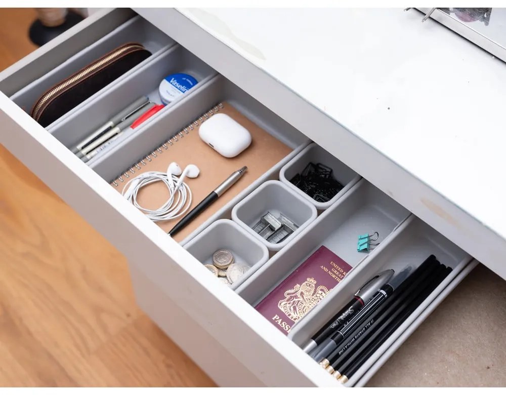 Organizatoare de sertare din plastic gri în set de 8 - Addis