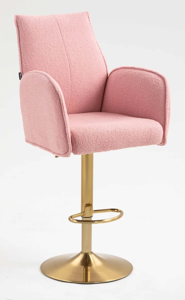 HR280W Scaun Roz Pudra Boucle cu Bază Aurie