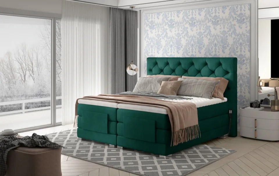 Pat tapitat, boxspring, cu reglaj electric, 160x200 cm, Clover 162, Eltap (Culoare: Roz - Matt Velvet 63)