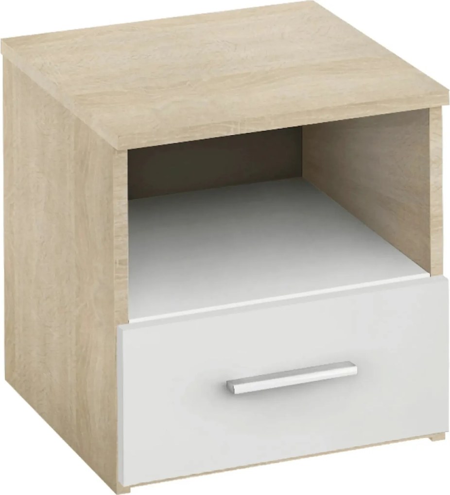 Noptiere GABRIELA, 2 bucati, PAL melaminat, stejar sonoma/alb, 42x38x4