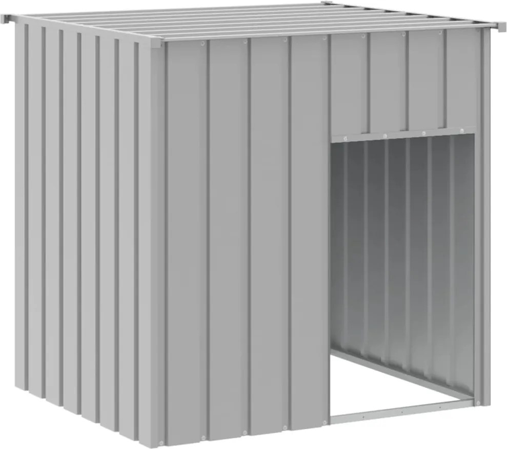 vidaXL Cușcă pentru câini cu acoperiș gri deschis 110x103x109 cm oțel galvanizat