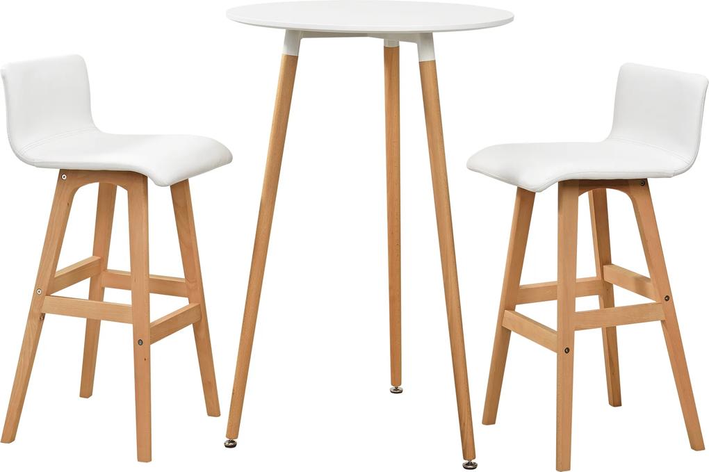 [en.casa]® Masa bar rotunda - design retro - cu 2 scaune  - alb