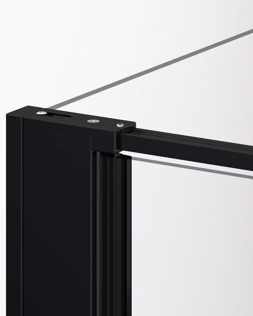 Cabina dus negru mat 140x80 cm, usa culisanta, grosime sticla 6 mm, tratament anticalcar, Ronal Divera