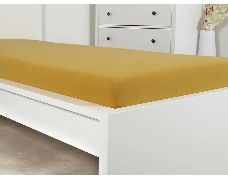 Cearșaf de pat 4Home jersey Ideal mustar , 100 x 200 cm, 100 x 200 cm